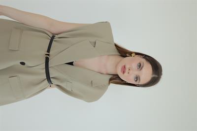 Aylana Kemerli Blazer Yelek Haki