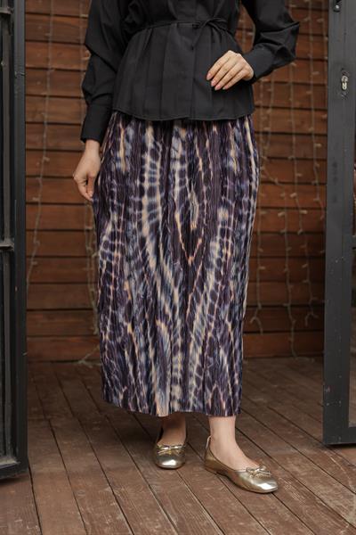 Baskı Desenli Etek Siyah