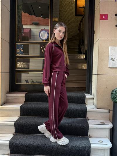 Bonnie Şeritli Takım Bordo