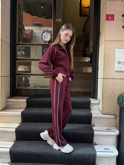Bonnie Şeritli Takım Bordo