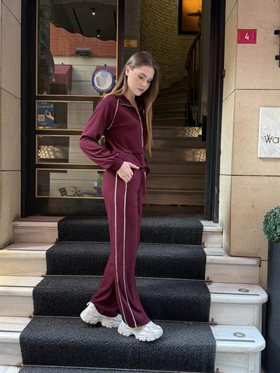 Bonnie Şeritli Takım Bordo