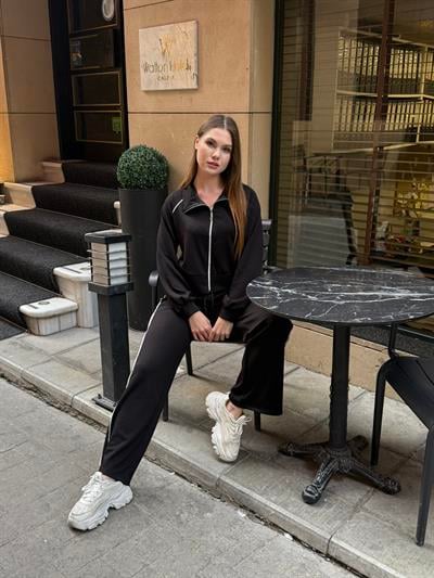 Bonnie Şeritli Takım Siyah