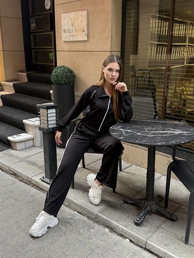 Bonnie Şeritli Takım Siyah