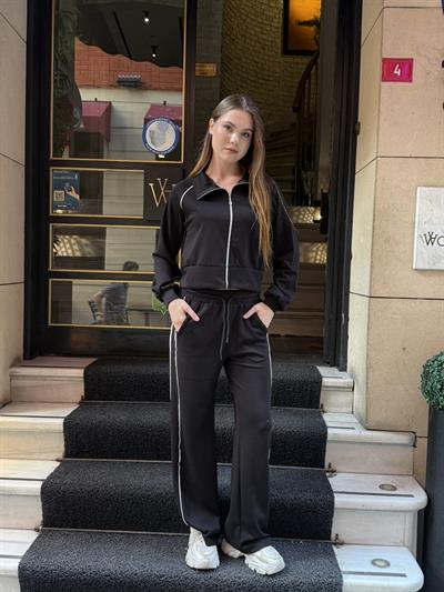 Bonnie Şeritli Takım Siyah