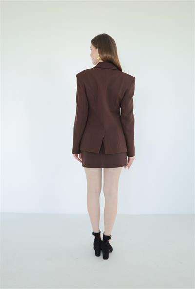 Busıness Blazer Ceket Etek Takım Acı Kahve