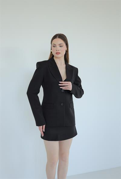 Busıness Blazer Ceket Etek Takım Siyah