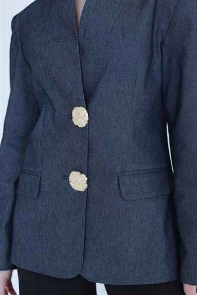 Gold Düğmeli Blazer Ceket Kot