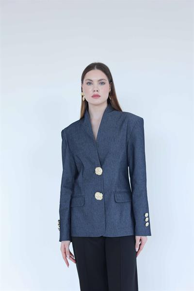 Gold Düğmeli Blazer Ceket Kot