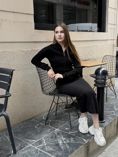 Hırkalı Elbise Takım Siyah