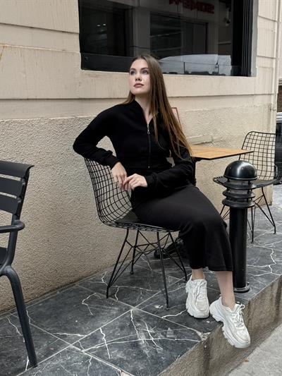 Hırkalı Elbise Takım Siyah