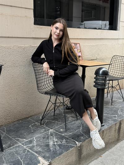 Hırkalı Elbise Takım Siyah