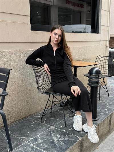 Hırkalı Elbise Takım Siyah