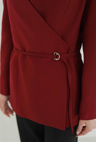 HM Model Kemerli Blazer Ceket Bordo