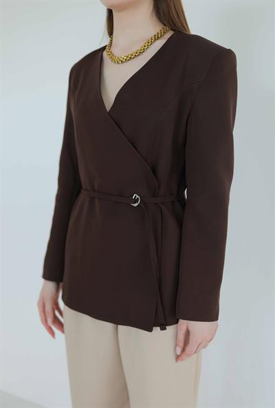 HM Model Kemerli Blazer Ceket Kahve