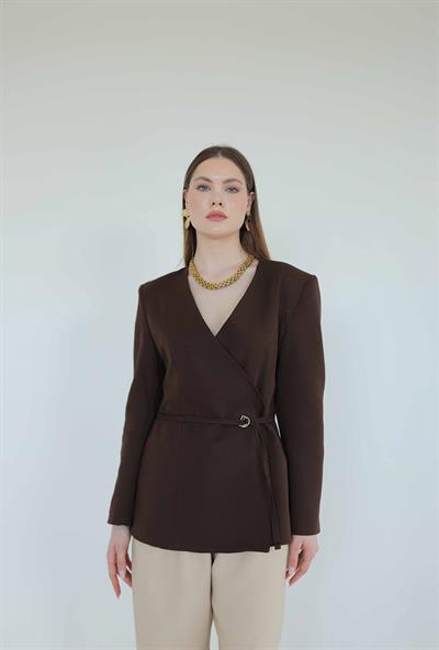 HM Model Kemerli Blazer Ceket Kahve