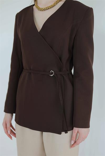 HM Model Kemerli Blazer Ceket Kahve