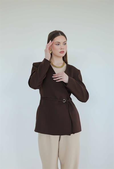 HM Model Kemerli Blazer Ceket Kahve