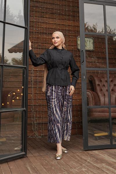 İnce Kemerli Gömlek Siyah