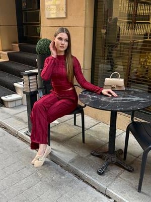 Janna Büzgülü Takım Bordo