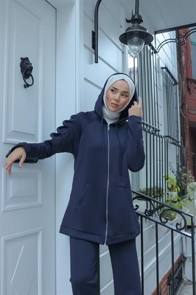 Kolu Büzgülü Takım Lacivert