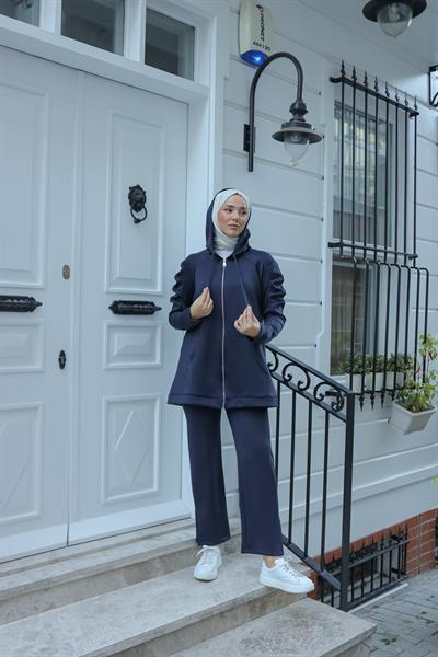 Kolu Büzgülü Takım Lacivert