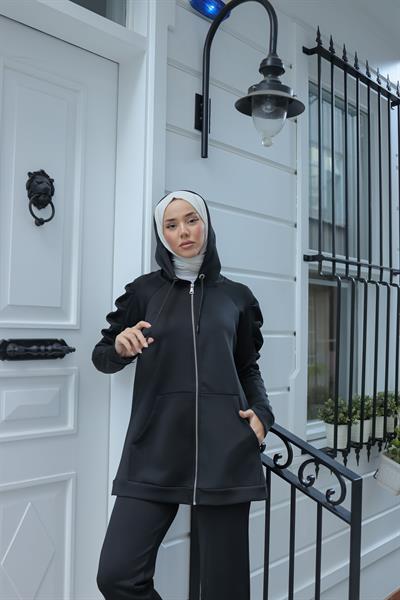 Kolu Büzgülü Takım Siyah