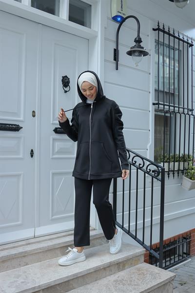 Kolu Büzgülü Takım Siyah