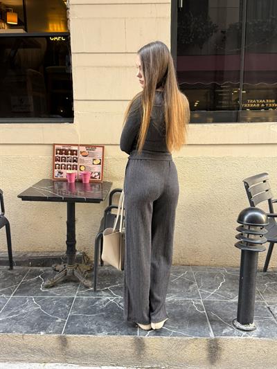 Kruvaze Tokalı Takım Antrasit