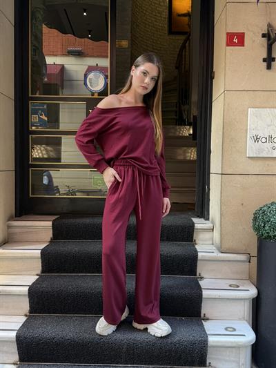 Meva Düşük Omuz Takım Bordo