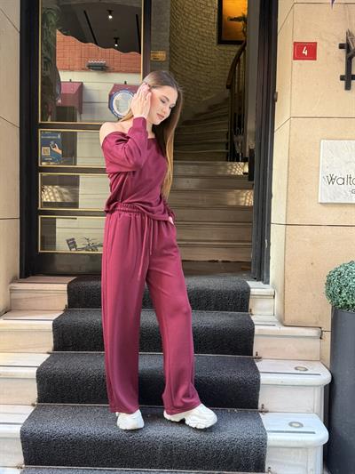 Meva Düşük Omuz Takım Bordo