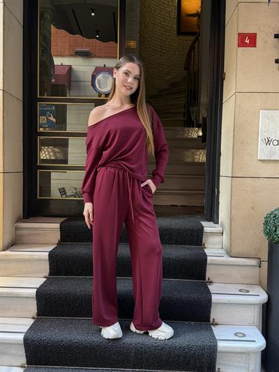 Meva Düşük Omuz Takım Bordo
