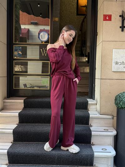Meva Düşük Omuz Takım Bordo
