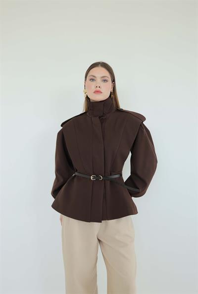 Naomi Kemerli Tasarım Ceket Kahve