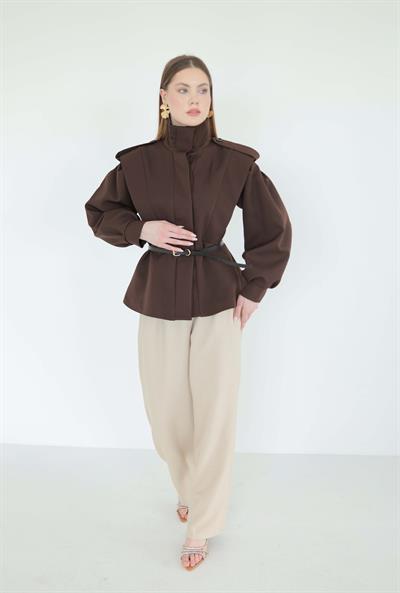 Naomi Kemerli Tasarım Ceket Kahve