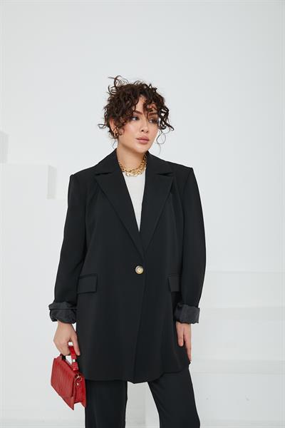 Oversize Premium Klasik Ceket Siyah