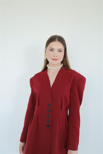 Pens Detaylı Ceket Kırmızı