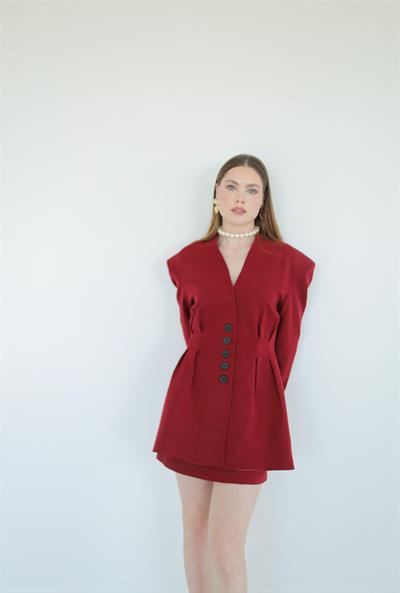 Pens Detaylı Ceket Kırmızı