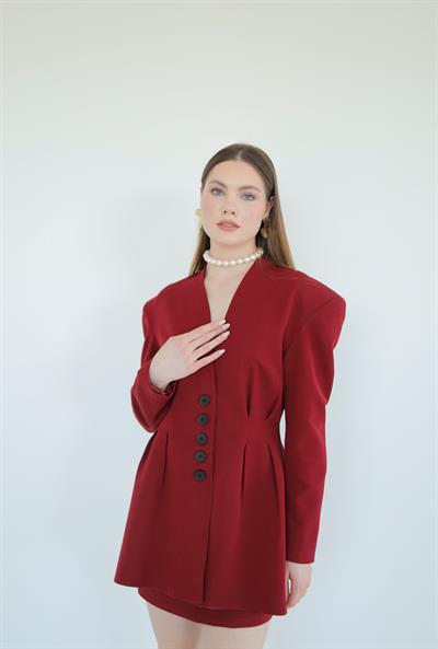 Pens Detaylı Ceket Kırmızı