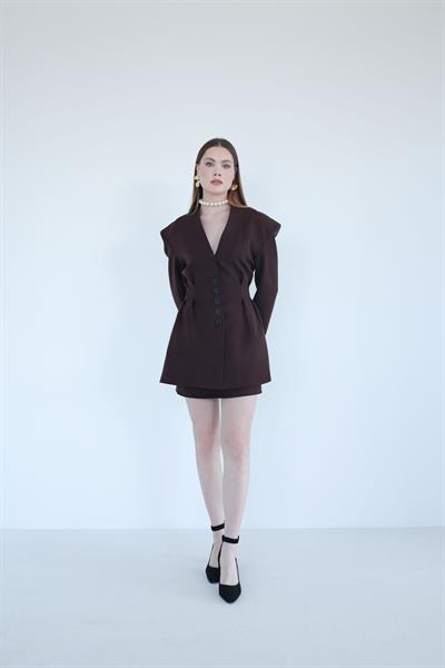 Pens Detaylı Ceket Kahverengi