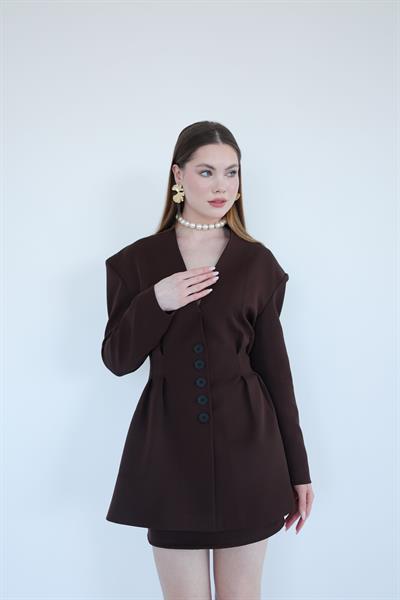 Pens Detaylı Ceket Kahverengi