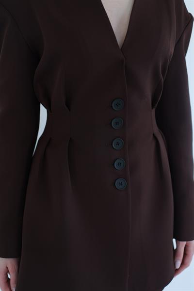 Pens Detaylı Ceket Kahverengi