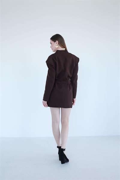 Pens Detaylı Ceket Kahverengi