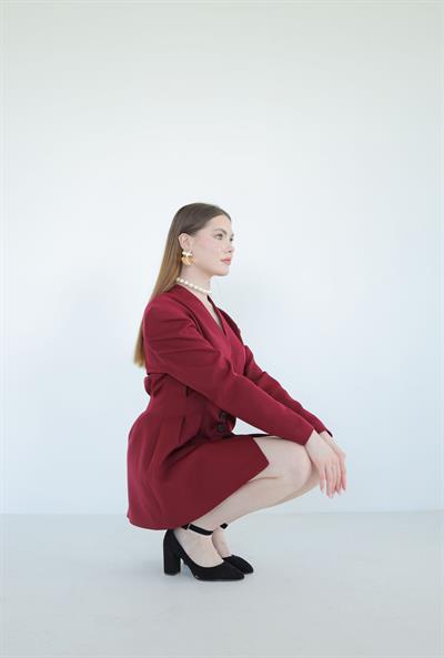 Pens Detaylı Ceket Bordo