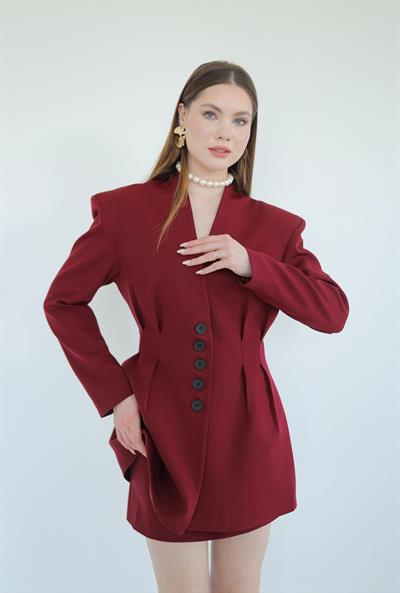 Pens Detaylı Ceket Bordo