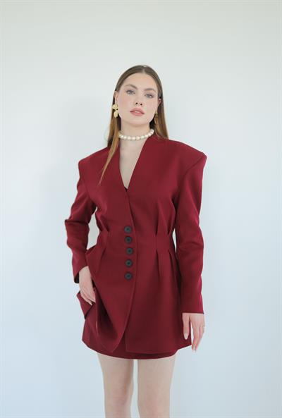 Pens Detaylı Ceket Bordo