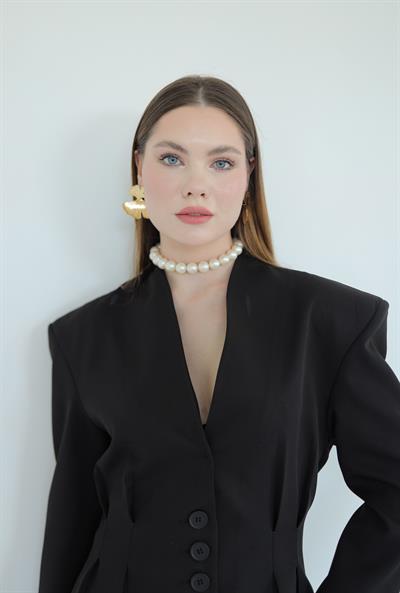 Pens Detaylı Ceket Siyah