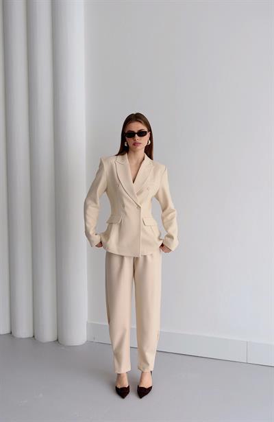 Premium Blazer Ceket Pantolon Takım Taş