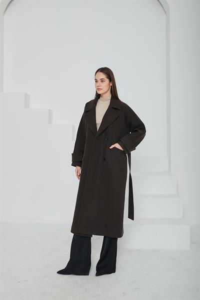 Premium Kaşe Kaban Kahve