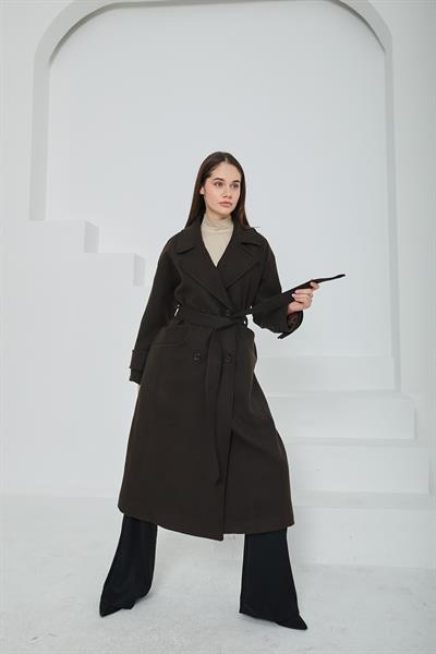 Premium Kaşe Kaban Kahve