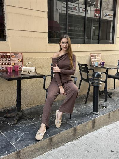 Rose Asimetrik Takım Kahve